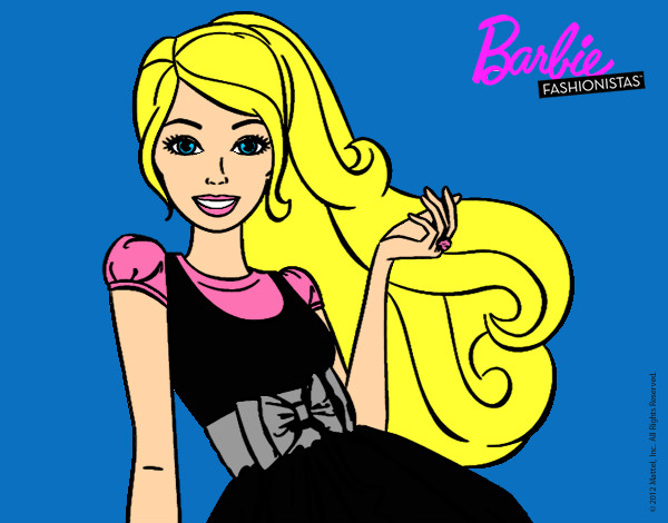 Dibujo Barbie con su vestido con lazo pintado por IslamEYM