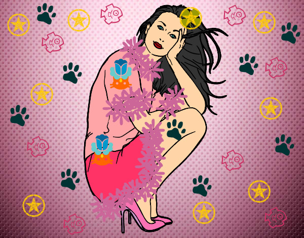 Dibujo Chica agachada pintado por sukiimotou