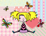 Dibujo Niña con mariposas pintado por eloisa2006