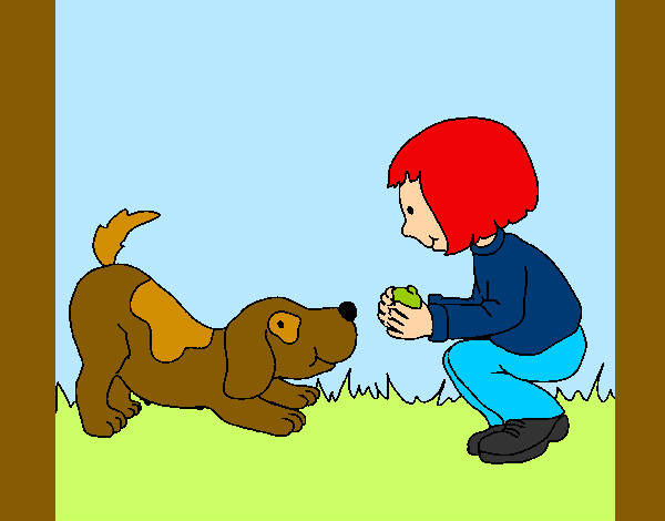 Dibujo Niña y perro jugando pintado por Danneliese