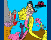 Dibujo Barbie sirena y la reina sirena pintado por Itzel123
