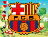 Dibujo Escudo del F.C. Barcelona pintado por JAPORU