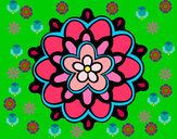 Dibujo Mándala con una flor pintado por moncofar