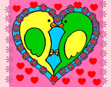 Dibujo Pajaritos enamorados pintado por moncofar