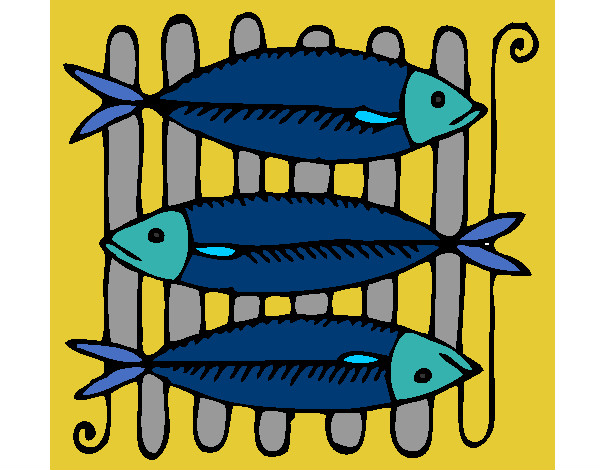 Dibujo Pescado a la brasa pintado por Zairita