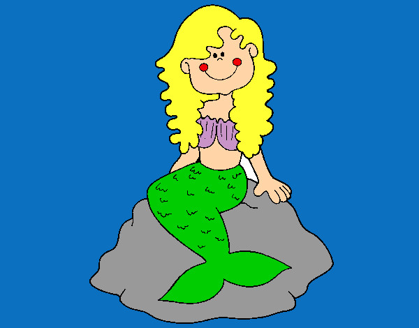 Dibujo Sirena sentada en una roca pintado por helena9