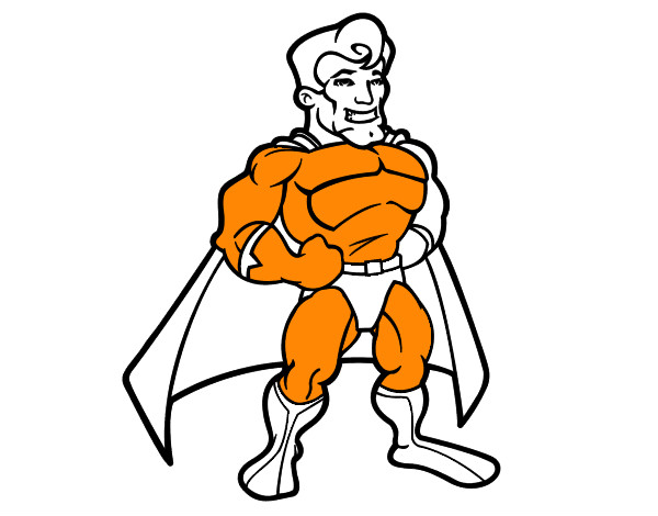 Dibujo Superhéroe musculado pintado por edar