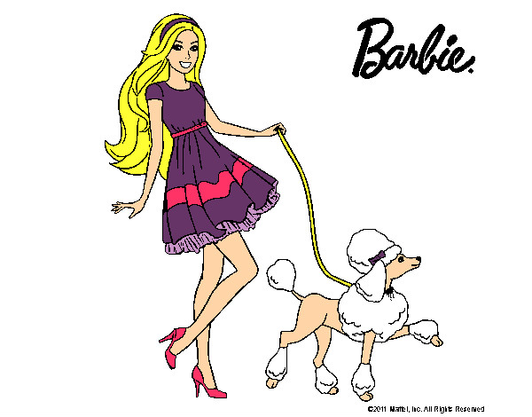 Dibujo Barbie paseando a su mascota pintado por keki