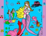 Dibujo Barbie sirena y la reina sirena pintado por barbiewor