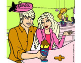 Dibujo Barbie y su amigo en la heladería pintado por hanita