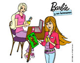 Dibujo Barbie y su hermana merendando pintado por hanita