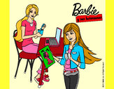 Dibujo Barbie y su hermana merendando pintado por kopada