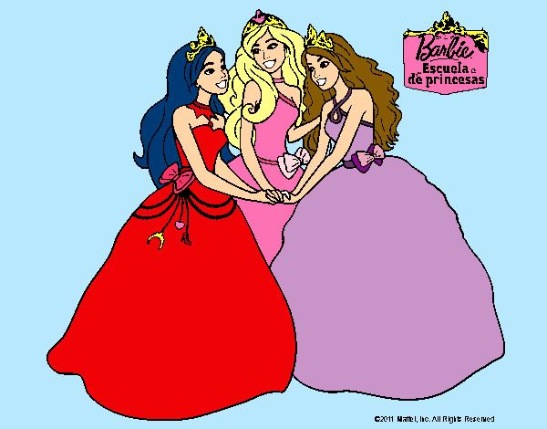 Dibujo Barbie y sus amigas princesas pintado por larah2ogm