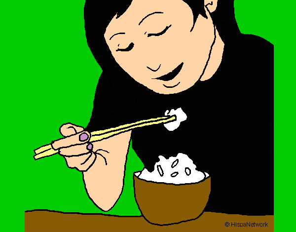 Comiendo arroz