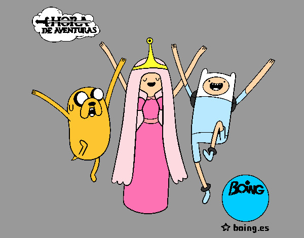 Dibujo Jake, Princesa Chicle y Finn pintado por larah2ogm
