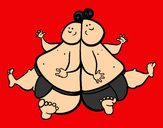 Dibujo Luchadores de sumo pintado por amalia
