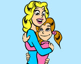 Dibujo Madre e hija abrazadas pintado por larah2ogm