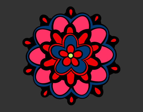 Dibujo Mándala con una flor pintado por tbmobm
