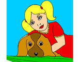 Dibujo Niña abrazando a su perro pintado por antitto