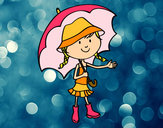 Dibujo Niña con paraguas pintado por Halai