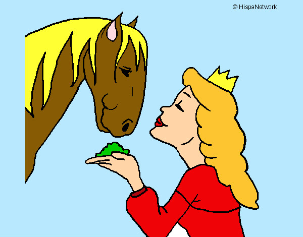 Dibujo Princesa y caballo pintado por larah2ogm