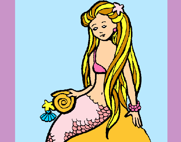 Dibujo Sirena con caracola pintado por lupii