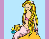 Dibujo Sirena con caracola pintado por lupii