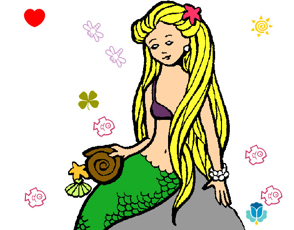 Dibujo Sirena con caracola pintado por Melisa