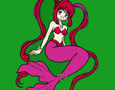 Dibujo Sirena con perlas pintado por biviana