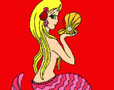 Dibujo Sirena y perla pintado por narezana