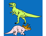 Dibujo Triceratops y tiranosaurios rex pintado por 131618