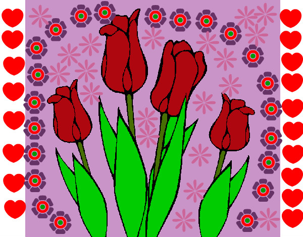 Dibujo Tulipanes pintado por karenmelis