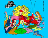 Dibujo Barbie con sirenas pintado por lamorales