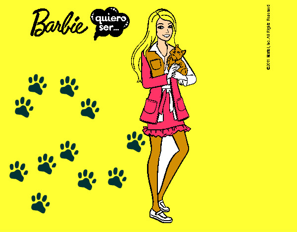 Dibujo Barbie con un gatito pintado por anuskity