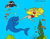 Dibujo Barbie jugando con un delfín pintado por lamorales