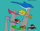 Dibujo Barbie nadando con sirenas pintado por lamorales