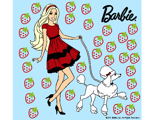 Dibujo Barbie paseando a su mascota pintado por mar123