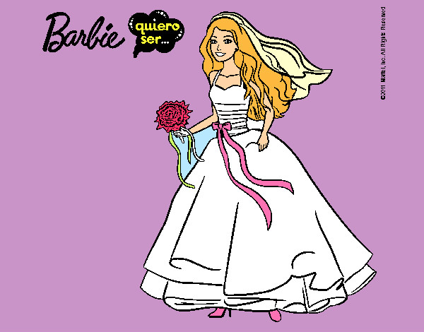 Dibujo Barbie vestida de novia pintado por Fabox