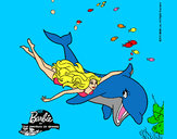 Dibujo Barbie y delfín pintado por lamorales