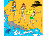 Dibujo Barbie y sus amigas en la playa pintado por lamorales