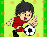 Dibujo Chico jugando a fútbol pintado por Sara2001