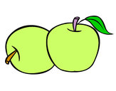 Dibujo Dos manzanas pintado por ayelena