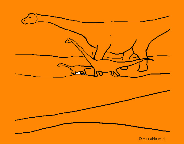 Dibujo Familia de Braquiosaurios pintado por suarezjose