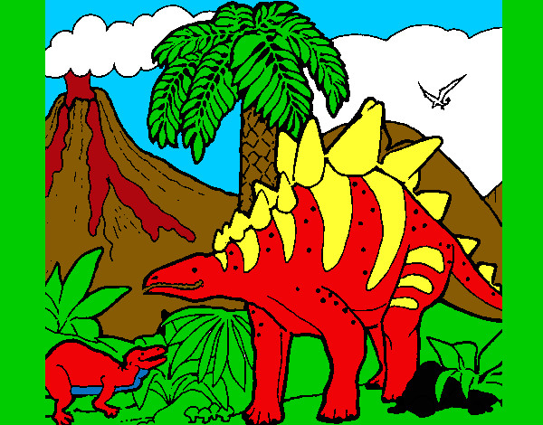 Dibujo Familia de Tuojiangosaurios pintado por adradepo