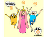 Dibujo Jake, Princesa Chicle y Finn pintado por avat