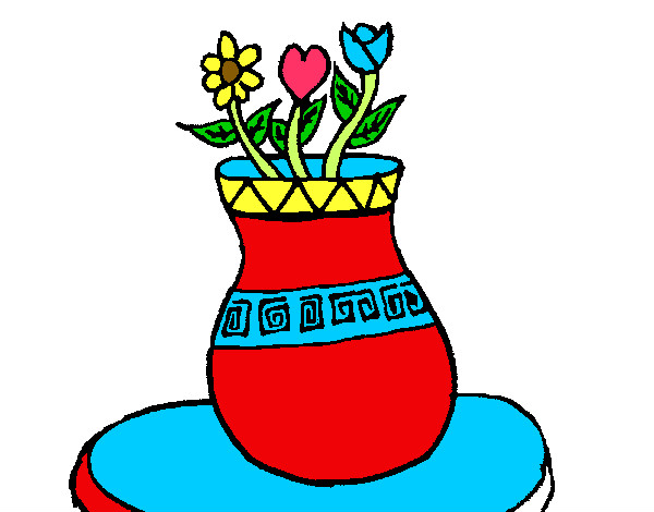 Dibujo Jarrón con flores pintado por azulito