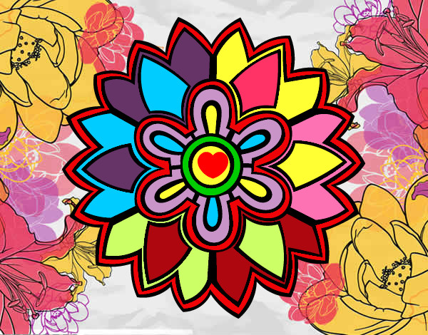 Dibujo Mándala con forma de flor weiss pintado por holaAaAa
