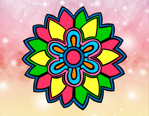 Dibujo Mándala con forma de flor weiss pintado por olgam
