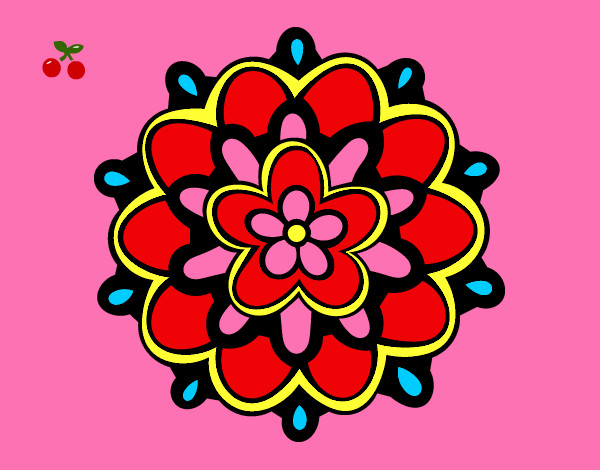 Dibujo Mándala con una flor pintado por barbi1