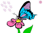 Dibujo Mariposa en una flor pintado por Liidia